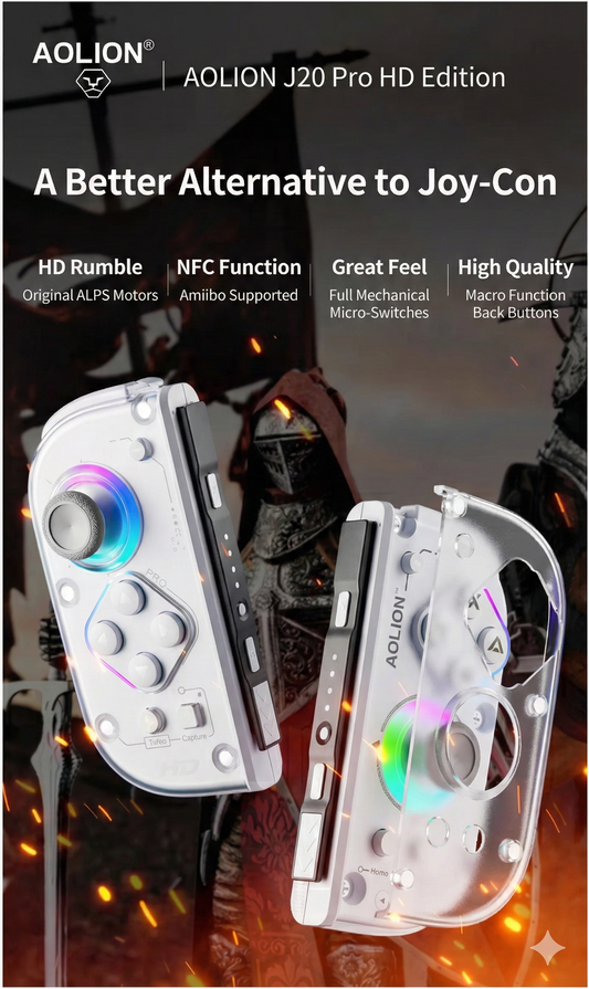 Aolion Joy-Con controller replacement for Switch — ergonomic wireless gamepad with motion control