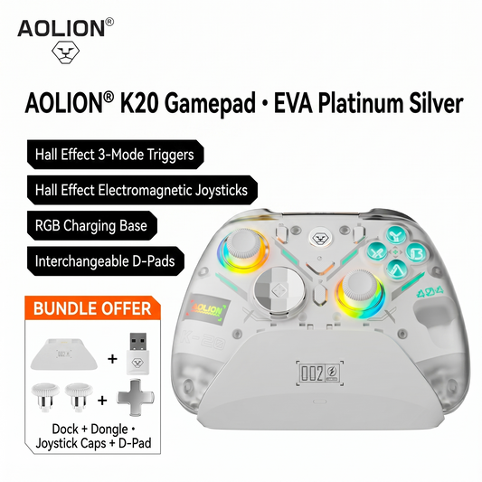 AOLION K20 Hall Effect Gaming Controller — Zero Drift, Mechanical Buttons, Custom Macros