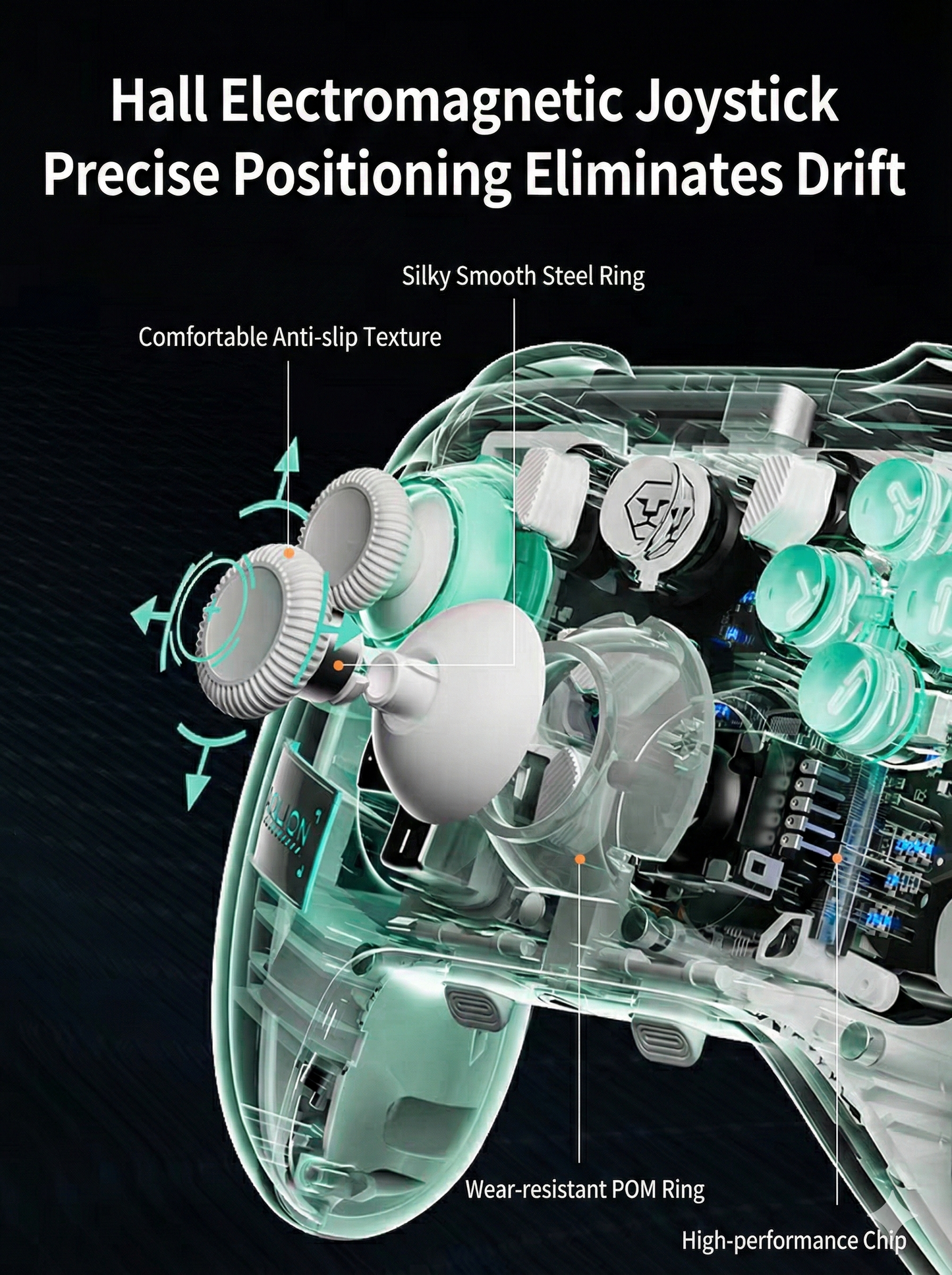 AOLION K20 custom macro back keys gaming controller — Hall Effect electromagnetic joysticks zero drift